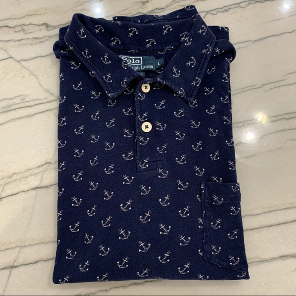 Polo Ralph Lauren Navy Nautical Polo Size Large - Picture 2 of 5